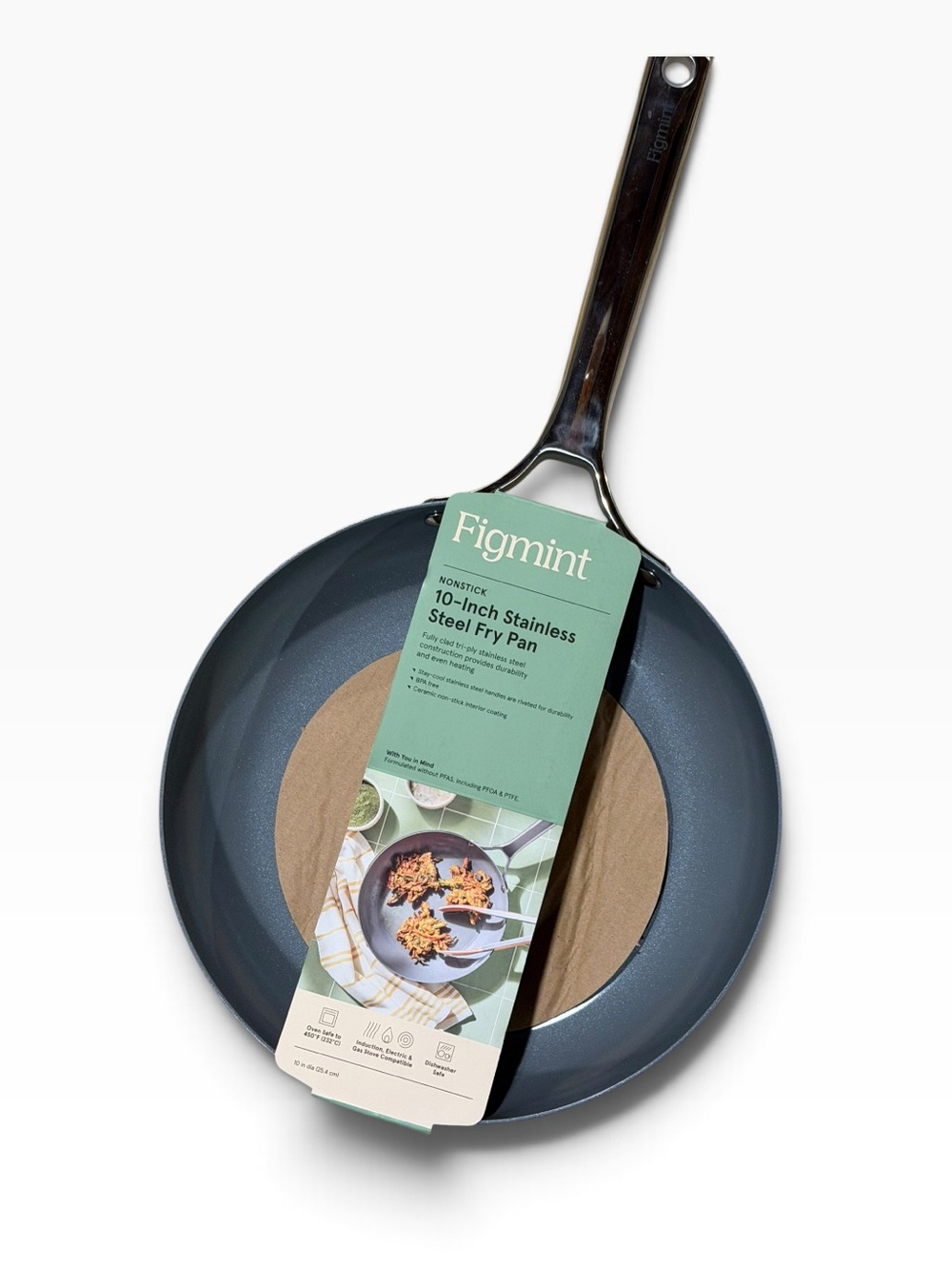 Figmint 10-Inch Stainless Steel Fry Pan Nonstick Ceramic - NWT